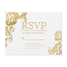 RSVP Dourado Simples de Rosa Floral Moderno Elegan