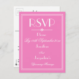 Cartão Postal De Convite RSVP Elegante Casamento Personalizado Nomes Rosa R