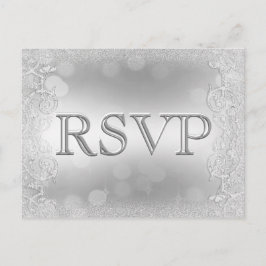 Cartão Postal De Convite RSVP Elegante Silver Faux Glitter