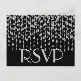 Cartão Postal De Convite RSVP | Estrelas de queda de prata