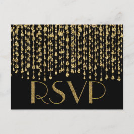 Cartão Postal De Convite RSVP | Faux Gold Foil Look