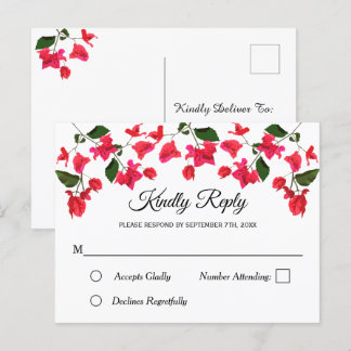 Cartão postal de convite RSVP Floral com Bougainvi