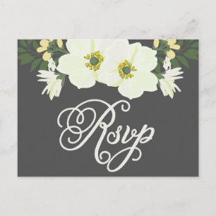 Cartão Postal De Convite RSVP Floral das Anemonas Bonito Amarelas