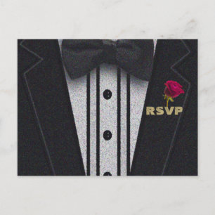 Cartão Postal De Convite RSVP   Glitter Tuxedo