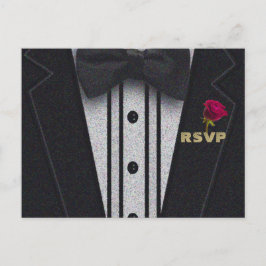 Cartão Postal De Convite RSVP | Glitter Tuxedo