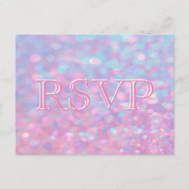 Cartão Postal De Convite RSVP | Luzes cor-de-rosa