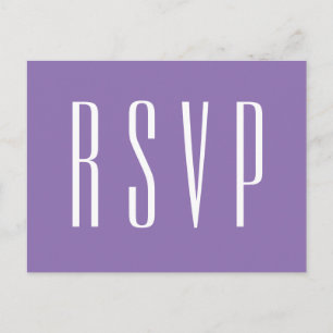 Cartão Postal De Convite RSVP roxo ou ALGUMA resposta do casamento da COR