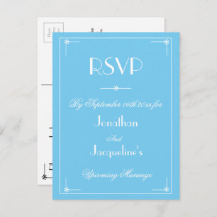 Cartão Postal De Convite RSVP — RSVP — Casamento Azul Aqua Moderno Simples