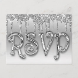 Cartão Postal De Convite RSVP Silver Luxury