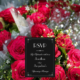 Cartão Postal De Convite RSVP (Simple Elegant Black Classic Wedding) RSVP