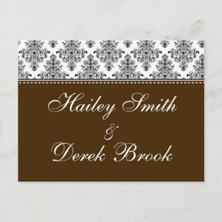 Cartão Postal De Convite RSVP - Texto Chocolate e Branco