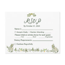Cartão-postal de Convite RSVP Verde de Oliva Moder