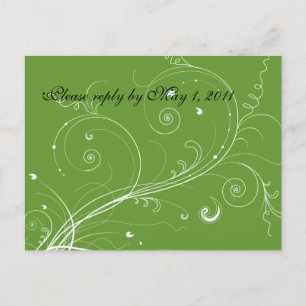 Cartão Postal De Convite RSVP Verde Flourado