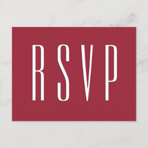 Cartão Postal De Convite RSVP Vermelho ou QUALQUER resposta de casamento CO