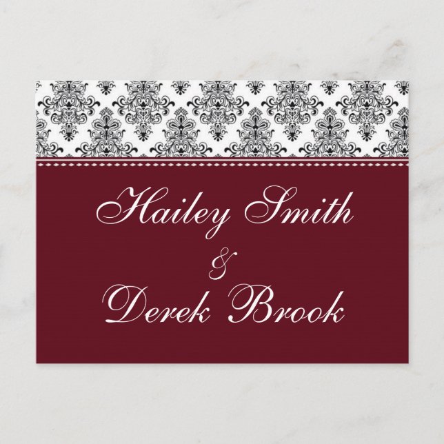 Cartão Postal De Convite RSVP - Vinho (Frente)