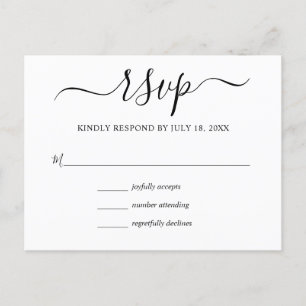 Cartão Postal De Convite RSVP Wedding moderno simples