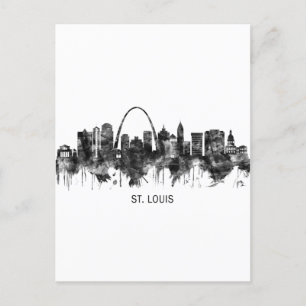 Cartão Postal De Convite Rua Louis Missouri Skyline BW
