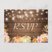 Rustic Autumn Floral String Lights Weding RSVP