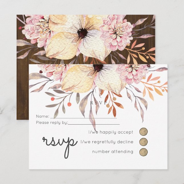 Cartão Postal De Convite Rustic Blush Floral Sage Weding RSVP (Frente/Verso)