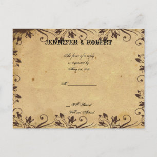 Cartão Postal De Convite Rustic Country Barn Wood Beauty Weding RSVP