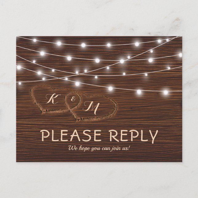 Cartão Postal De Convite Rustic Country Barn Wood Weding RSVP (Frente)