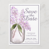 Rustic Dusty Roxo Lilacs Casamento Salve a Data