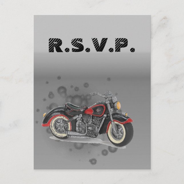 Cartão Postal De Convite Rustic grunge Motorcyle Biker Wedding rsvp (Frente)