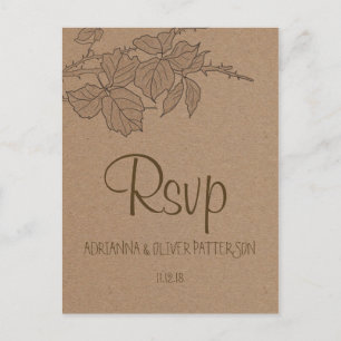 Cartão Postal De Convite Rustic Kraft Brown Paper Deixa RSVP De Casamento