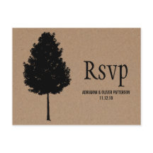 Rustic Kraft Paper Forest Tree Weding RSVP