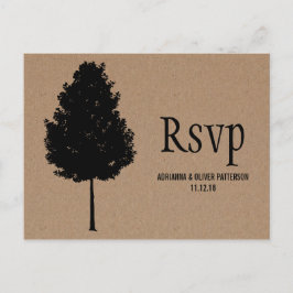 Cartão Postal De Convite Rustic Kraft Paper Forest Tree Weding RSVP