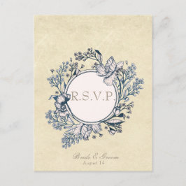 Cartão Postal De Convite Rustic Vintage Flower Floral Weding RSVP