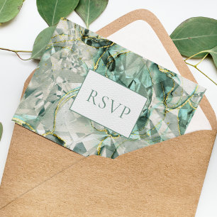 Cartão Postal De Convite Sage Green Aventurine Gemstone Weding RSVP