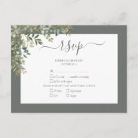Sage Green Eucalyptus Script Wedding RSVP