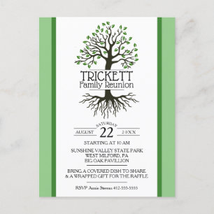Cartão Postal De Convite Sage Green Family Tree Family