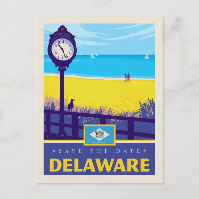 Cartão Postal De Convite Salvar a data | Delaware 2 (Frente)