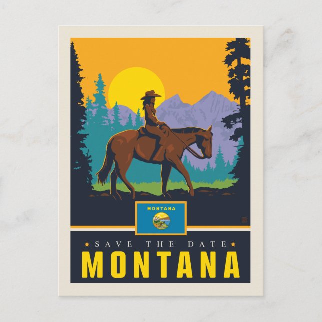 Cartão Postal De Convite Salvar a data | Montana (Frente)