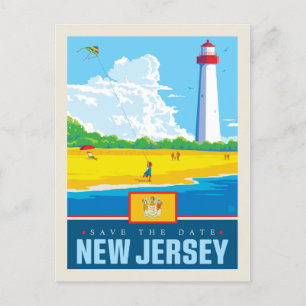 Cartão Postal De Convite Salvar a data   New-jersey