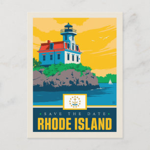Cartão Postal De Convite Salvar a data   Rhode Island