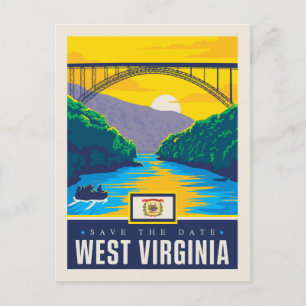 Cartão Postal De Convite Salvar a data   West Virginia