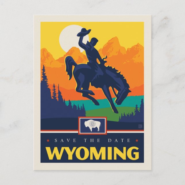 Cartão Postal De Convite Salvar a data | Wyoming (Frente)