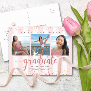 Cartão Postal De Convite Salvar a foto de formatura da data, moderna, scrip