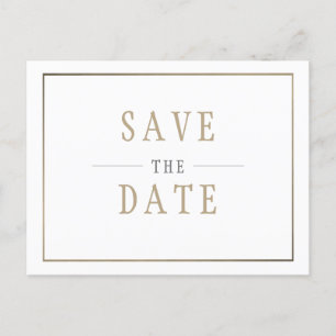 Cartão Postal De Convite Salve a Data Casamento Simples Ouro Branco