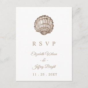 Cartão Postal De Convite Sandy Seashells Marine Ocean Beach Weding RSVP