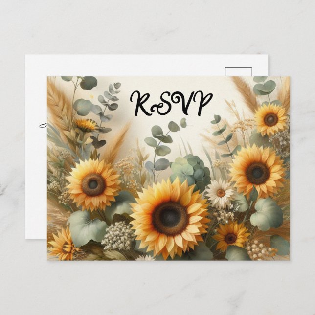 Cartão Postal De Convite Sangue Sunlier Summer Sunflower (Frente/Verso)