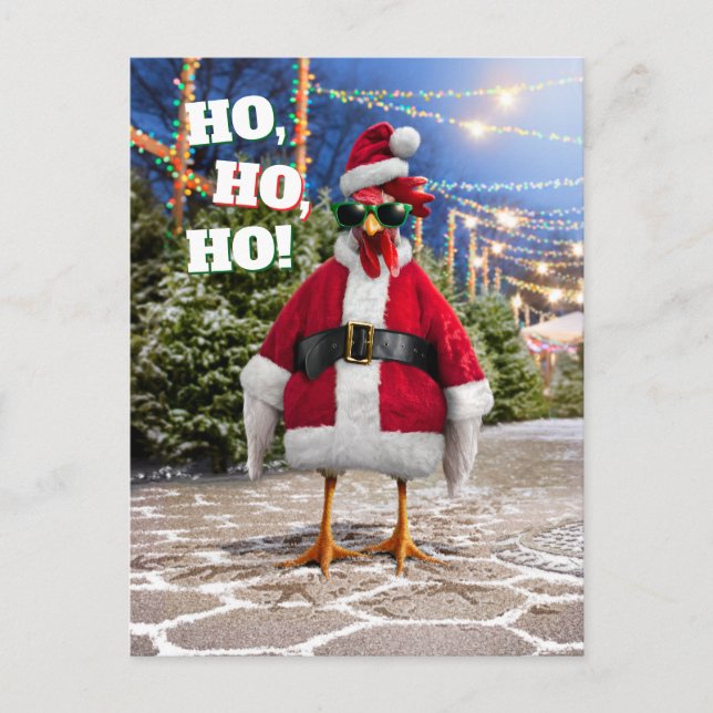 Cartão Postal De Convite Santa Chicken (Frente)