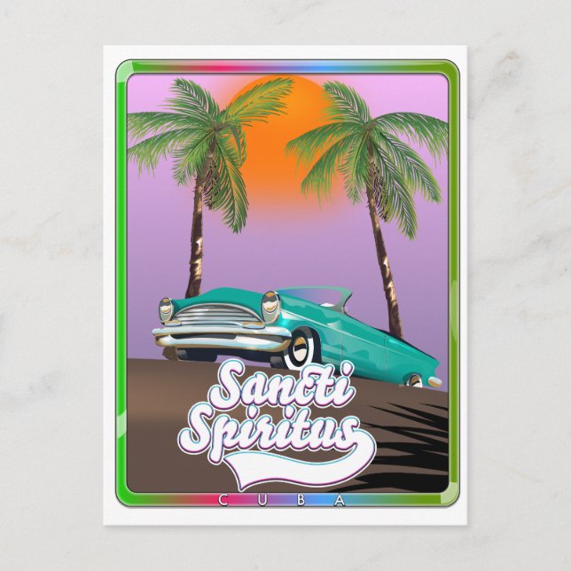 Cartão Postal De Convite santi spiritus poster de viagens de Cuba. (Frente)