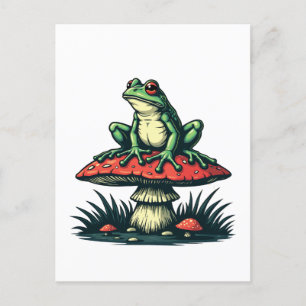 Cartão Postal De Convite Sapo sobre Mushroom Cottagecore Forest Magic Fungi