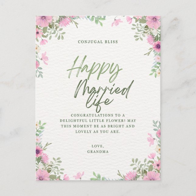 Cartão Postal De Convite Saudação de casamento  (Frente)