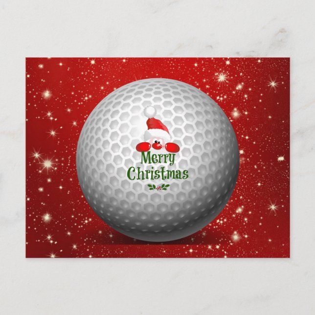 Cartão Postal De Convite Saudações de Natal para Golfista (Frente)