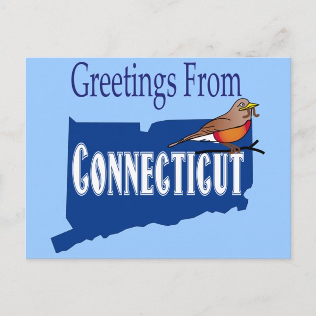 Cartão Postal De Convite Saudações Do Estado Robin Americano Do Connecticut (Frente)